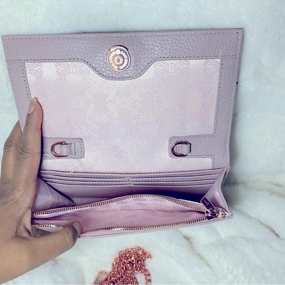 NWOT Ted Baker-CIMMY- Knotted Crossbody Matinee Leather Wallet-Pink - Picture 10 of 12